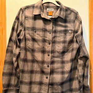 Duluth Trading 40 Grit Grey Flannel Button Down Shirt - Size Small